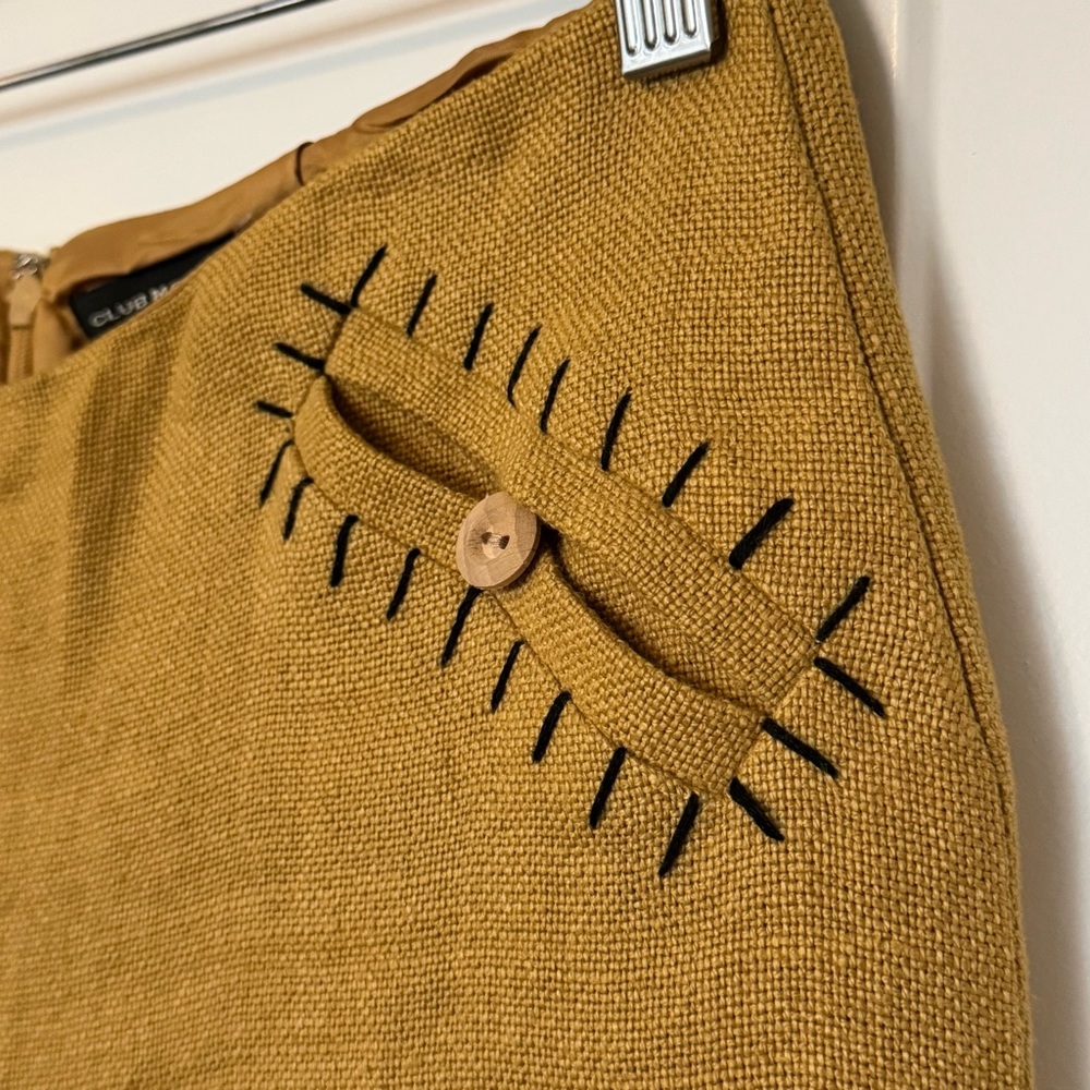 Vintage Club Monaco Tan Mustard Camel Lined Linen Cropped Pants, size 2 - Picture 3 of 9